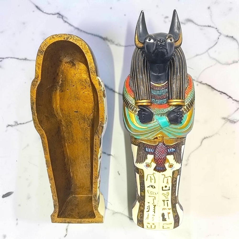 VTG Veronese 2000 Egyptian Anubis Sarcophagus Coffin Figurine Trinket Box Decor